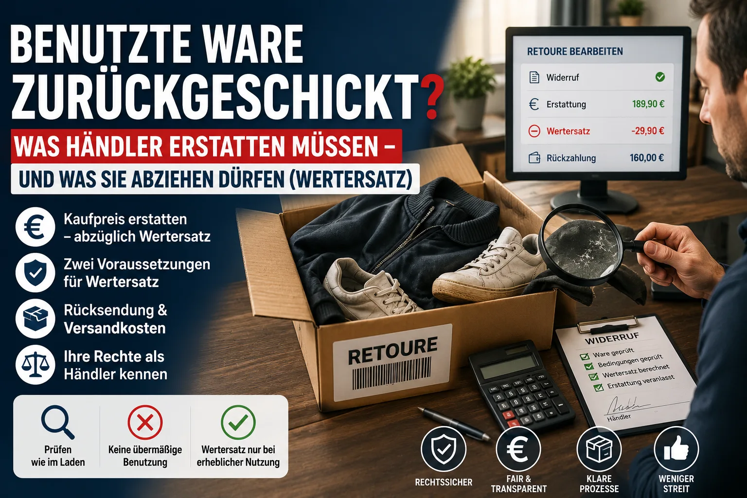 Benutzte Ware zurückgeschickt: Was Händler erstatten müssen – und was sie abziehen dürfen (Wertersatz)