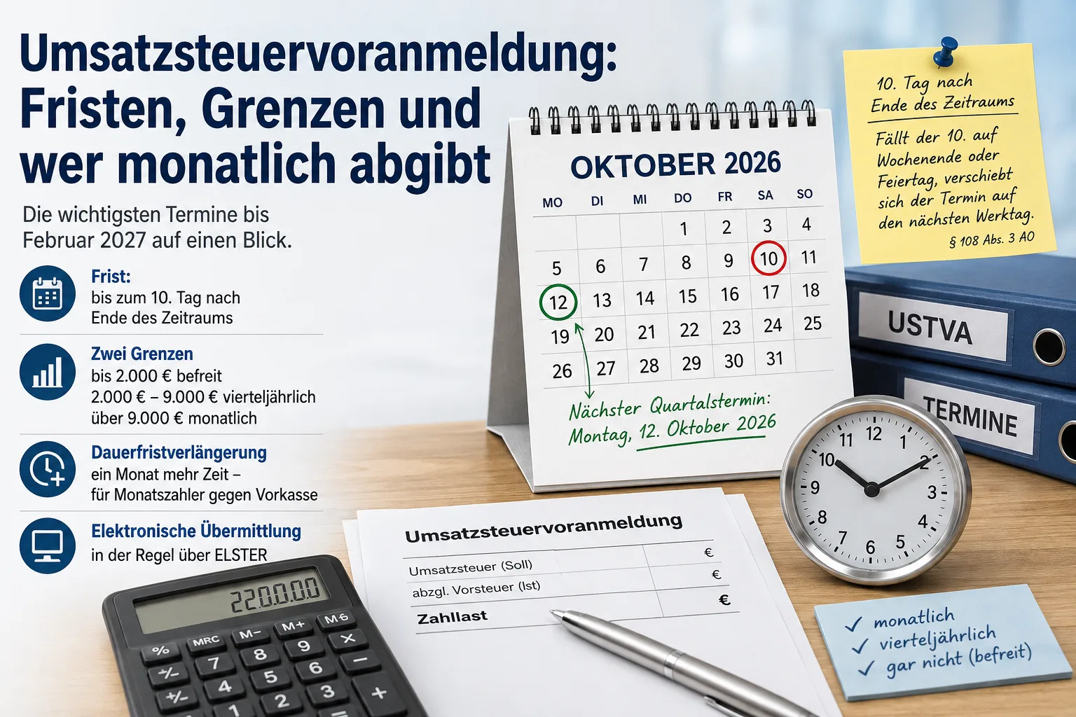 Advance VAT return in Germany: deadlines, thresholds, monthly or quarterly