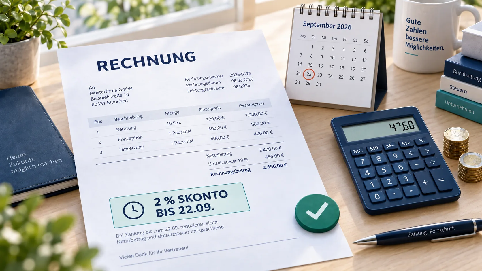 Cash Discount on an Invoice: Wording, Deadline and VAT
