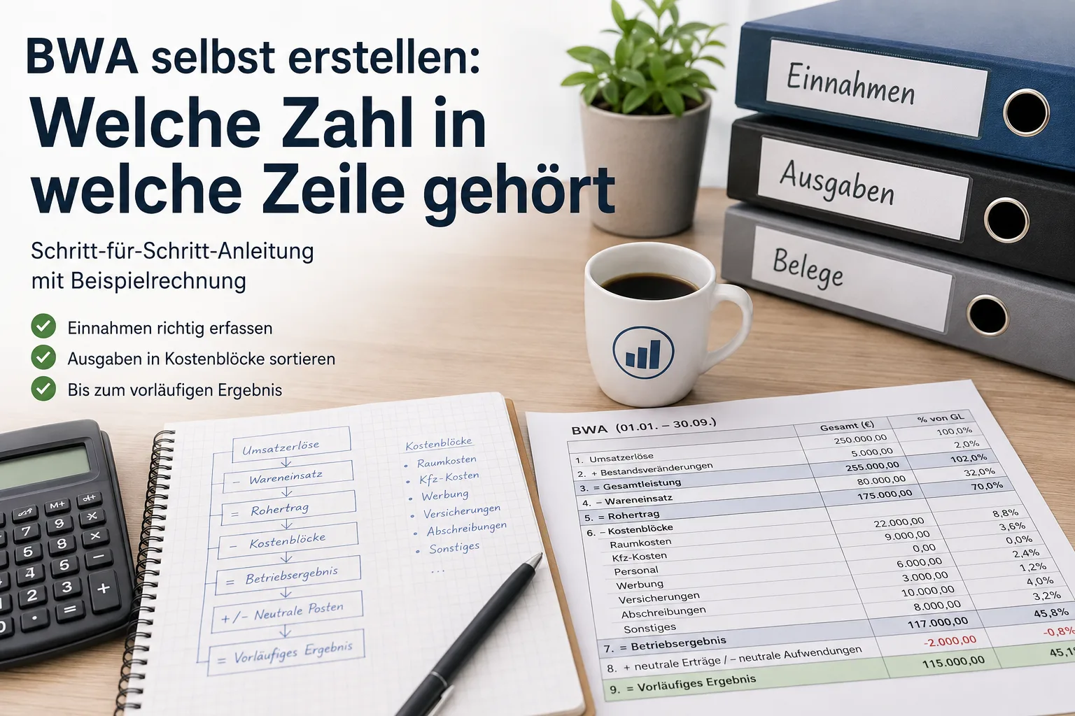 BWA zelf opstellen: welk bedrag hoort in welke regel