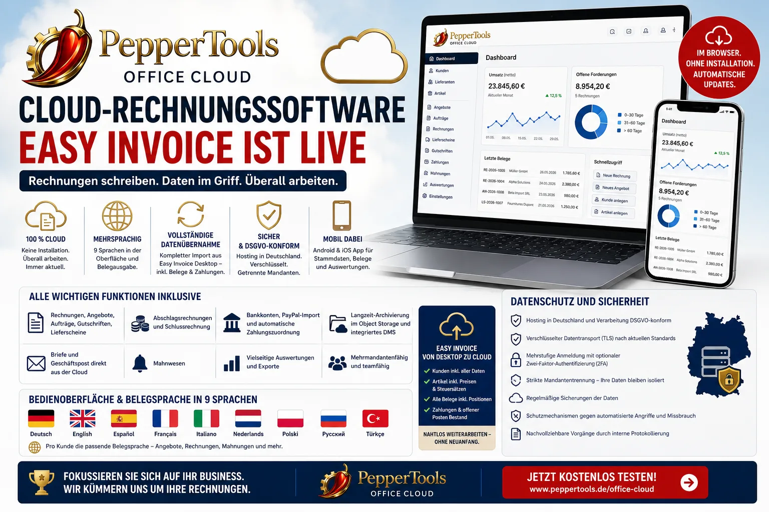 Software de facturación en la nube PepperTools Office Cloud: Easy Invoice ya está disponible