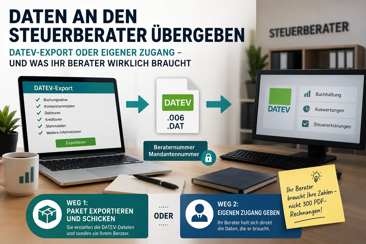 Vorbereitende Buchhaltung: Was Ihr Steuerberater wirklich braucht – und wie Sie ihm das Abtippen sparen