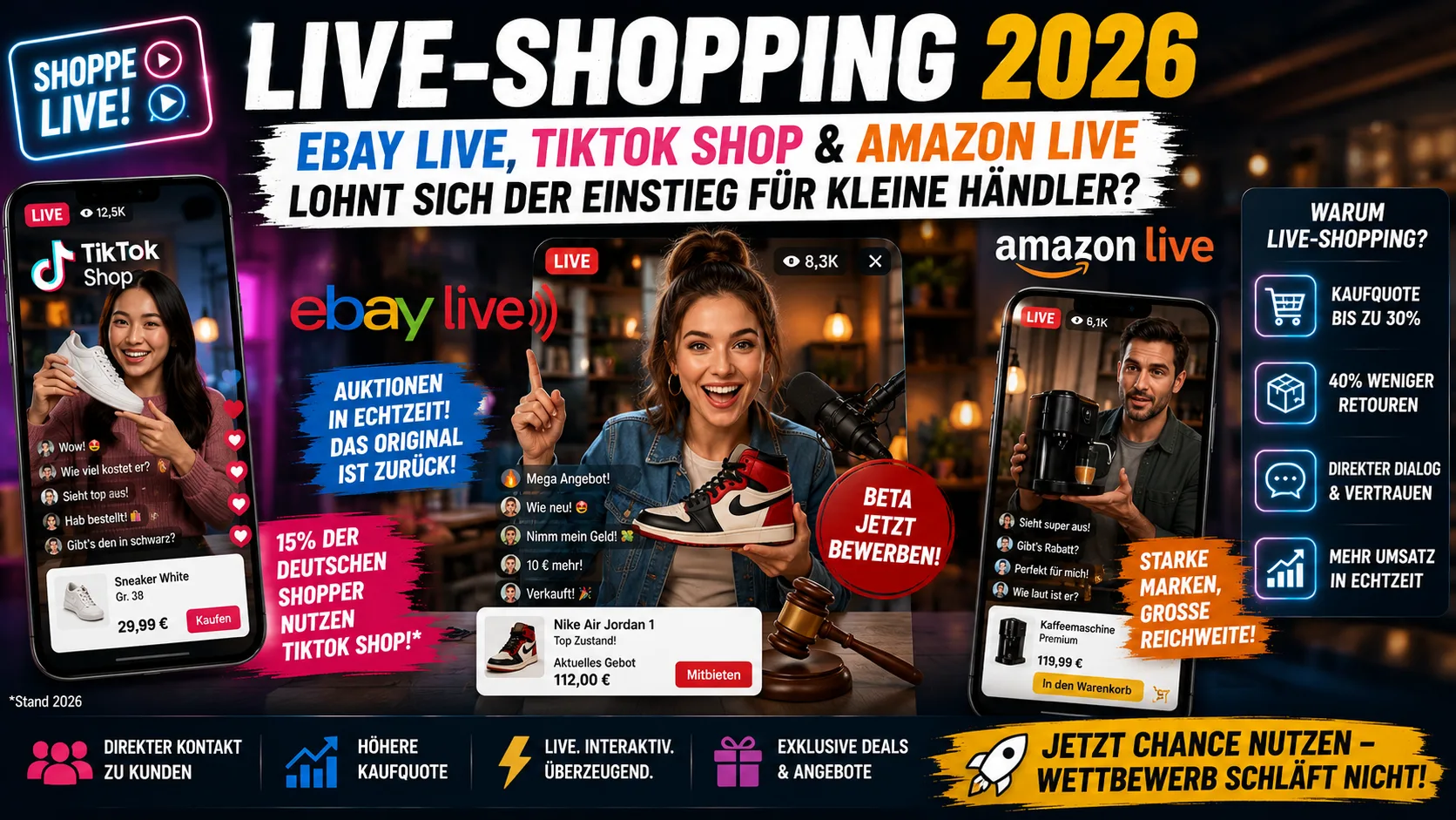 Live Shopping 2026: eBay, TikTok Shop and Amazon Live – is it worth starting for small sellers?
