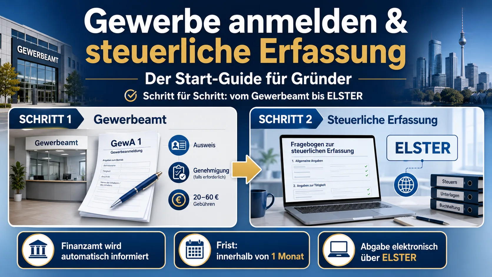Gewerbe anmelden und Fragebogen zur steuerlichen Erfassung - Start Guide für Gründe
