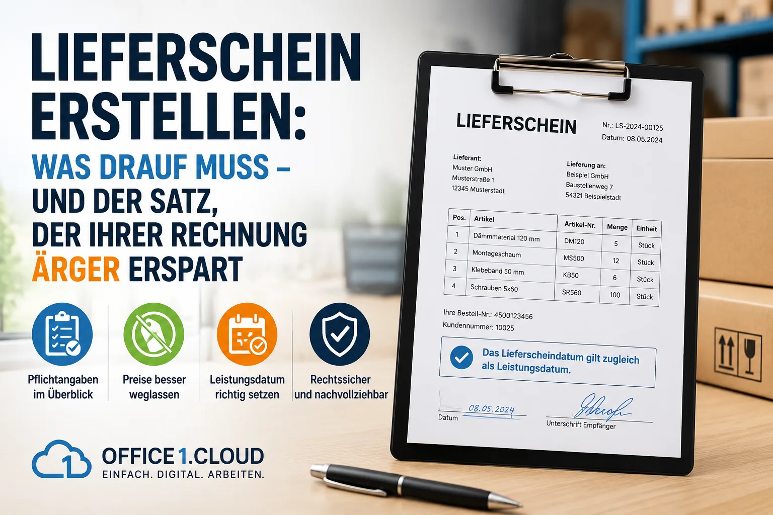 Lieferschein erstellen: Was drauf muss – und der Satz, der Ihrer Rechnung Ärger erspart