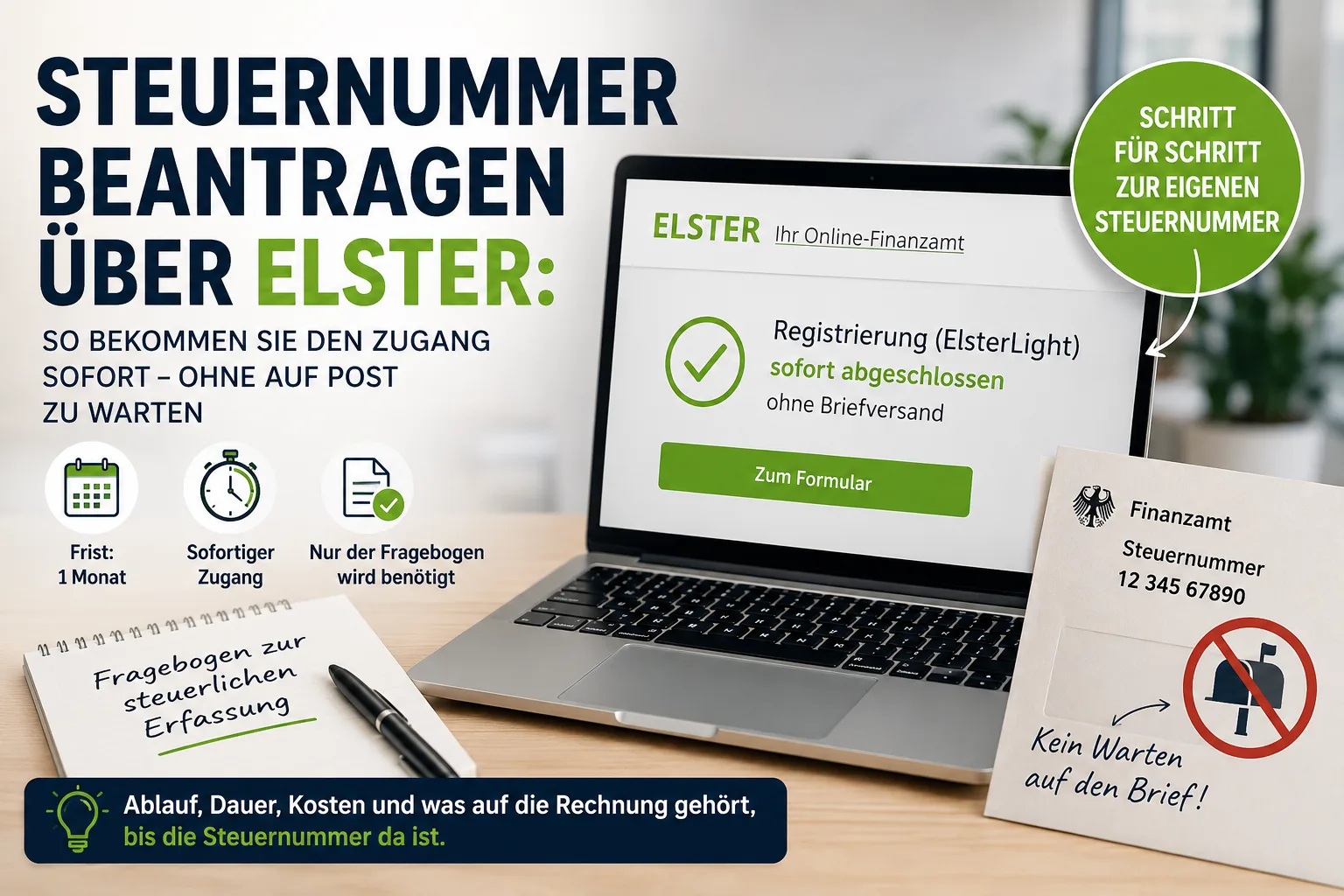 Steuernummer beantragen über ELSTER: So bekommen Sie den Zugang sofort – ohne auf Post zu warten