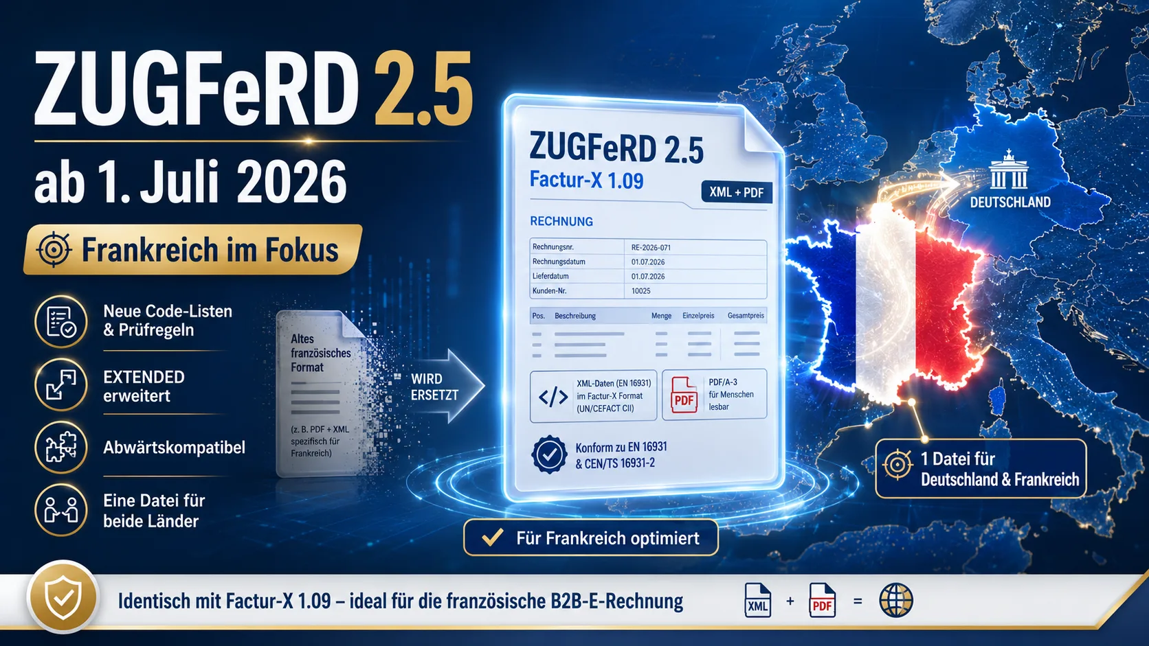 ZUGFeRD 2.5 a partir del 1 de julio de 2026: qué cambia para sus facturas